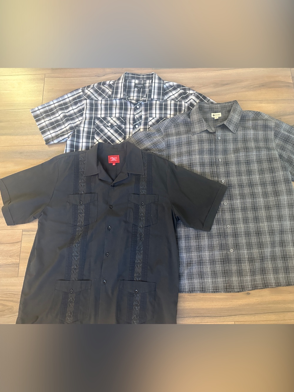 Black, Gray, Casual Button-Down Shirts Bundle - 3